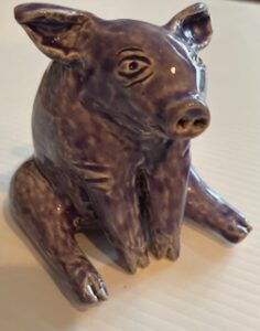 Mary Ann Dennis Ceramic Sitting Aubergine Pig